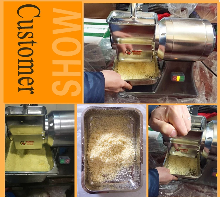 commercial dry cheese grater/bread shredder/powder mozzarella cheese making machine