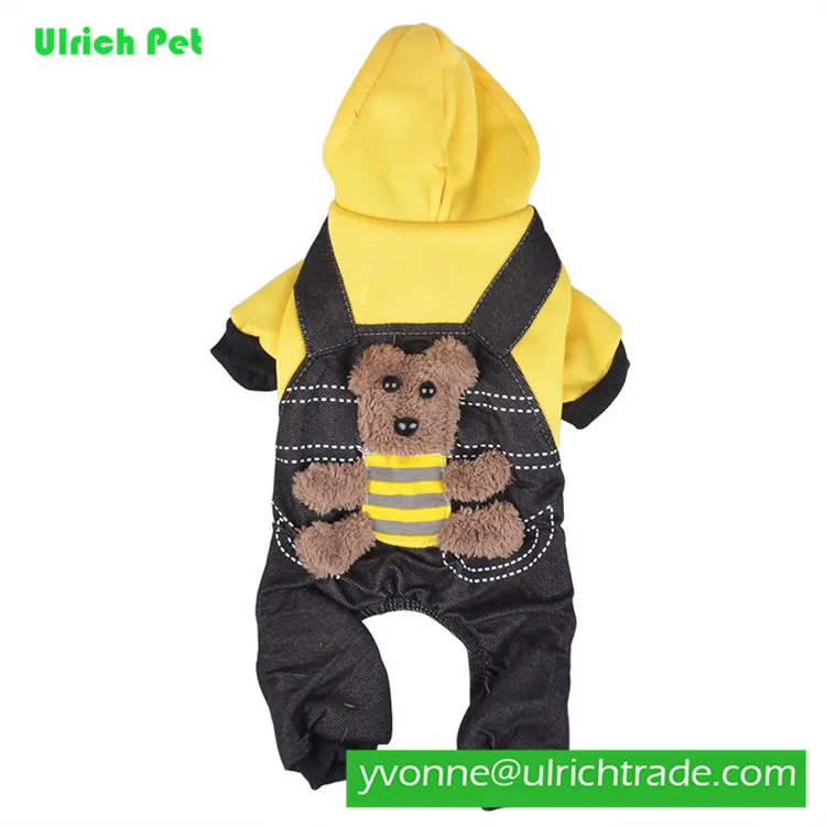 JY446 classical clothing little bear pet dog striped jeans overalls