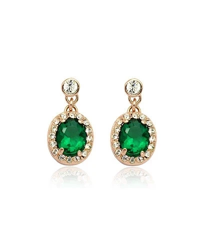 2018 gold jewellery thailand emerald new products on china market vintage Austria crystal earrings
