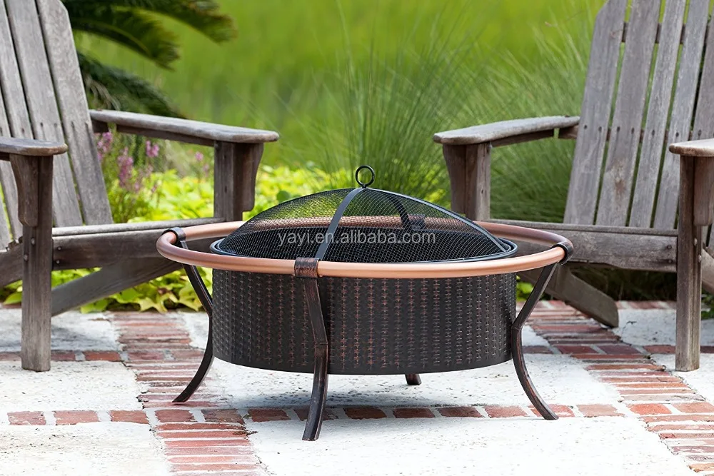Outdoor wicker design camping fire pit with big ring Outdoor country style fire pit