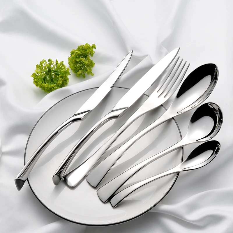 
B398 Luxury Flatware Knife Fork Spoon Banquet Event Silver Mirror Hotel Wedding Stainless Steel Metal Cutlery Set  (62215599156)
