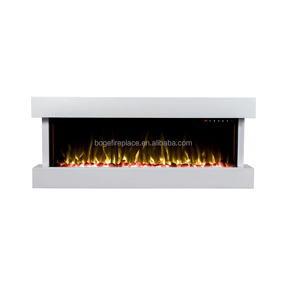 Electric Fire Multi Function Remote Control with white MDF Mantel and Floor Standing Base