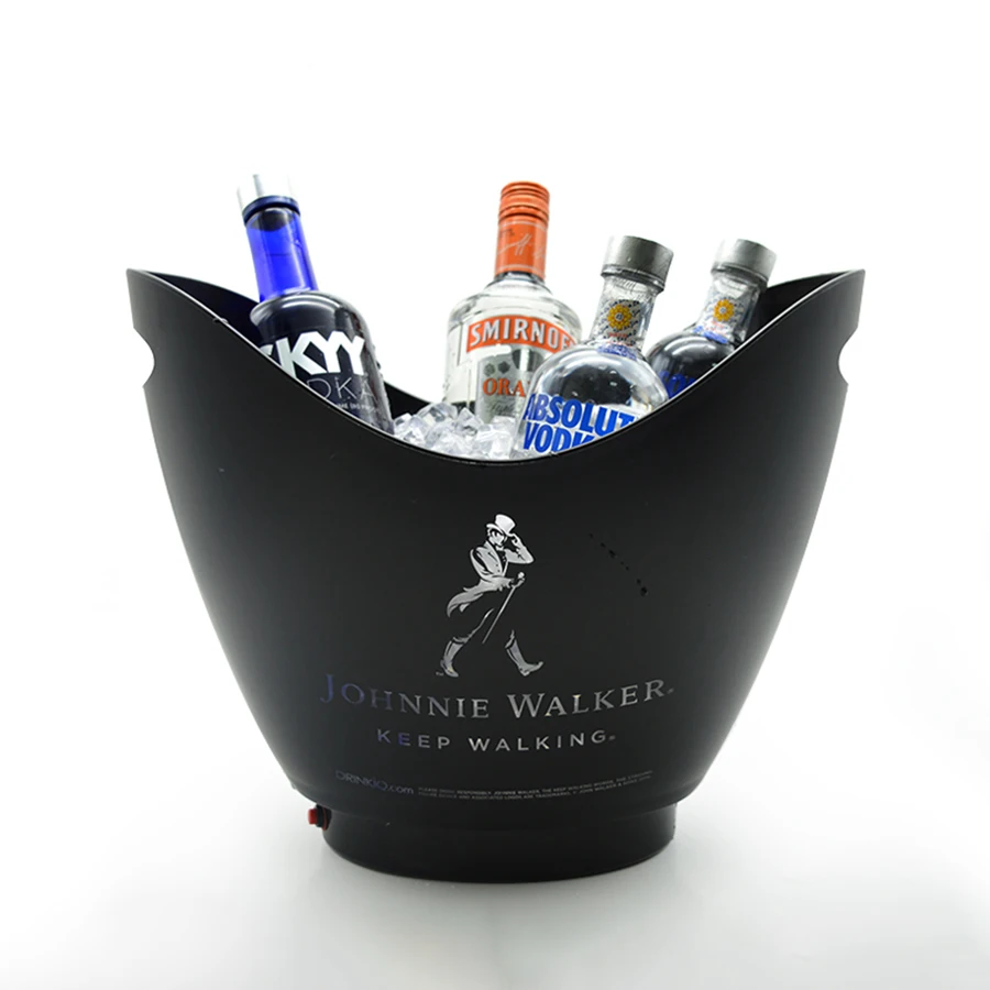 Best Factory Cheap Bar Hotel Customize Color Led Light Acrylic For Beer Wine Bottle Plastic Ice Bucket