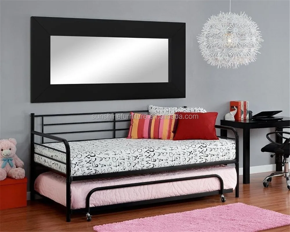 twin daybed trundle spare bed metal black frame loft bunk beds dorm mattress beds