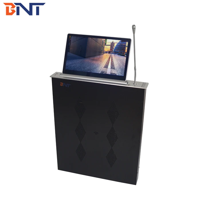 21.5 inch aluminum brushed frame motorized screen lcd  monitor lift with conference system microphone