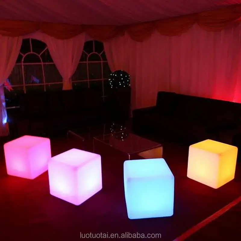 
Rechargeable Illuminated led cube kit plastic cube chair lighted led cube chair outdoor seating for living room LTT-C500 