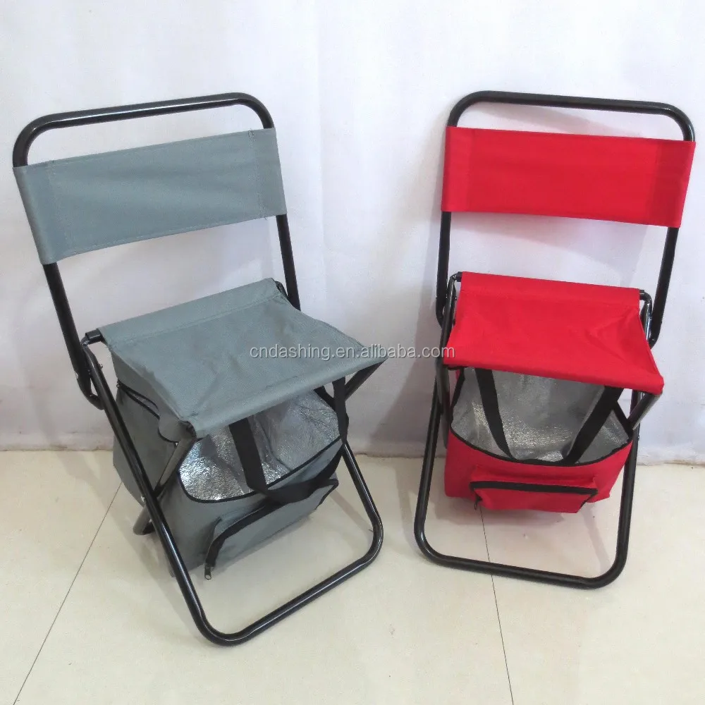Adjustable portable folding comfortable 600D oxford fishing cooler stool wholesale factory foldable custom chairs with backrest