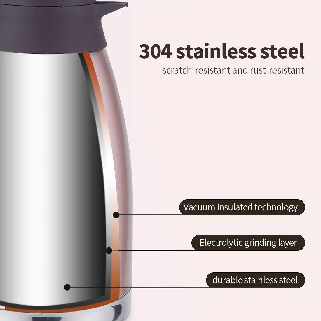 Insulated Coffee Pot Double Wall Stainless Steel 2L Coffee & Tea Sets Vacuum Insulated Custom Packing Acceptable Normal Size