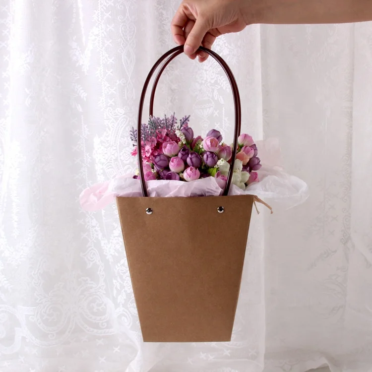 
Wholesale waterproof kraft paper Flower Carry Bag 
