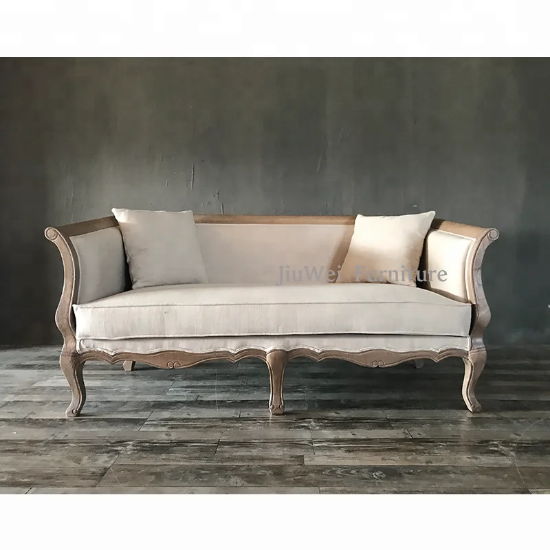 Top sell low price French Provincail Classic Wooden Wedding Lounge Sofa  living room furniture 3 seater sofa