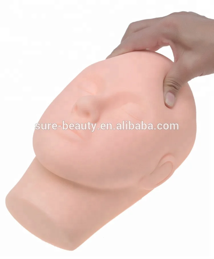 Soft Silicone Practice Head Training Mannequin Flat Head Practice Faux Eyelash Extensions Professional Make Up Tools