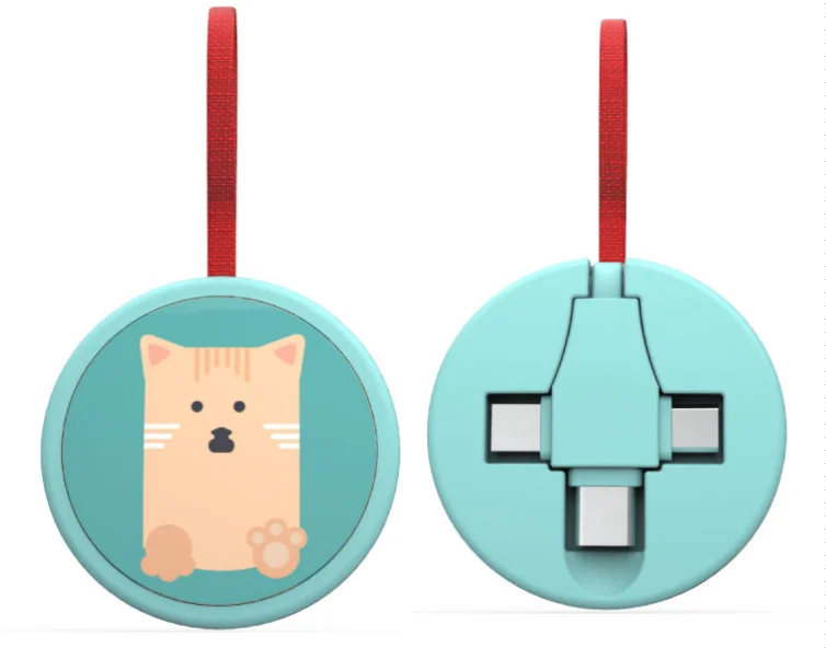 Portable Short Pocket Size Multi Charging Cable 8 pin Type C Micro USB 3 in 1 Charging Cord Keychain for Gift