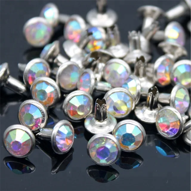 Fashion cheap crystal AB color rhinestone rivet open end garment rivet for decoration