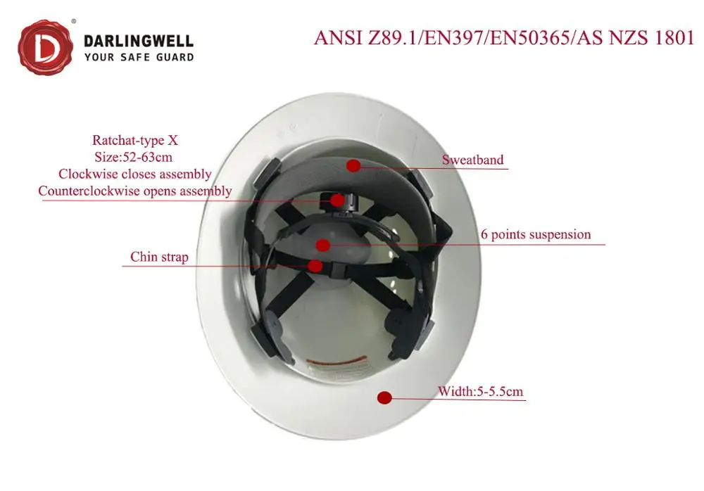 
Darlingwell Wholesale Full brim industrial safety helmet mining safety hard hat with cool air follow safety helmet carbon fiber 