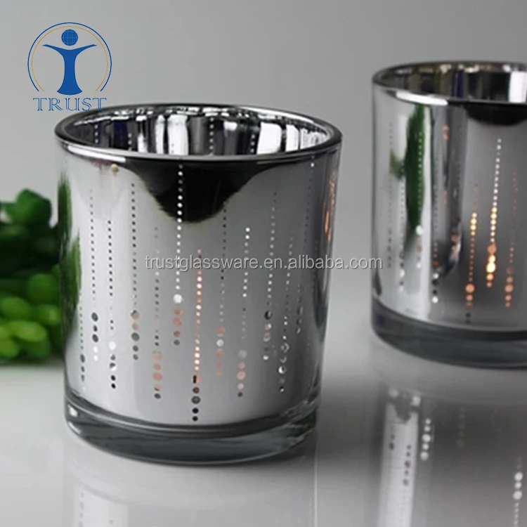 Wholesale Machine Made Electroplate Colored Scented Gold Silver Cute Glass Candle Jar