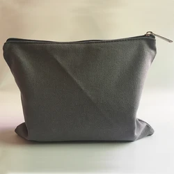 9*7 inch grey canvas zipper pouch bag, gray cotton pouch / canvas make-up bag, small cotton pouch