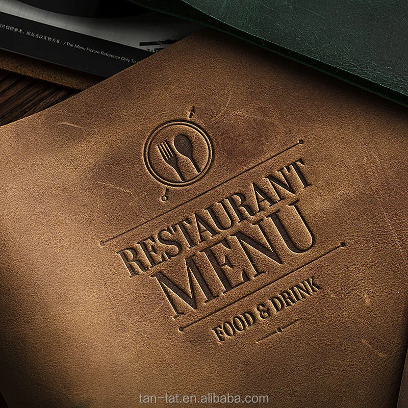 High Quality Crazy Horse Leather Menu Cover for Restaurant