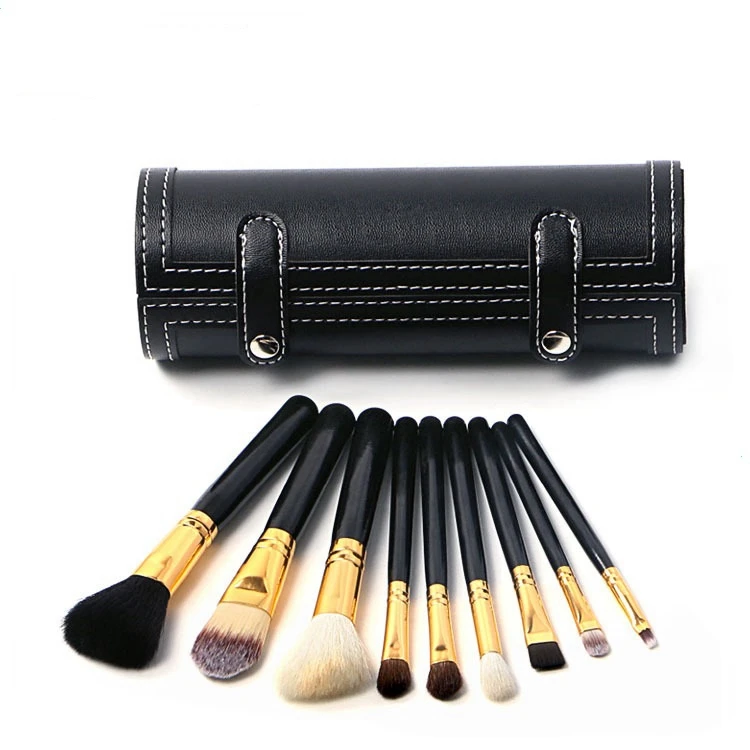SFM brand Wholesale 9pcs Black Portable Travel Cosmetic Brush Kit Makeup Brush Set With Mirror Bucket makeup brush set