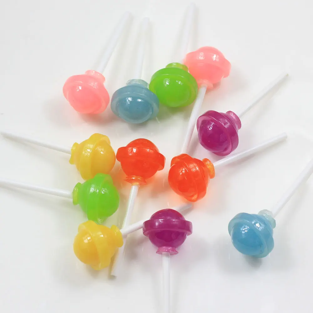 20*60MM Round Lollipops Dollhouse Food Miniatures Sweet Candies Round Candy Ball Lollipop Toys Resin Slime Charms Lollypop