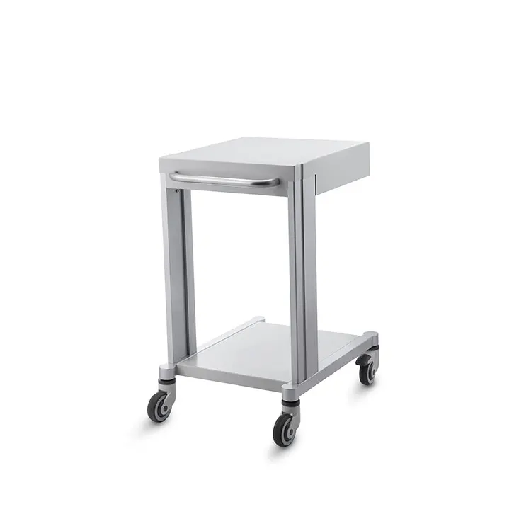 Easy Transition Built-in Handle Pull Push Travel Aluminum Frame Dual Wheel Steel Table Mobile Medical Cart