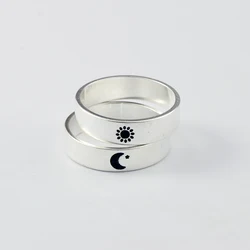Steel Fashion Engrave Sun Moon Women Wedding Set Rings Jewelry