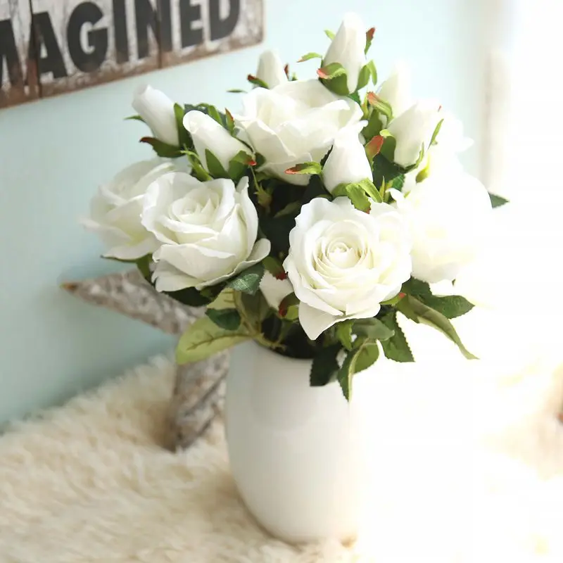 Competitive price natural fake artificial velvet roses flowers for wedding