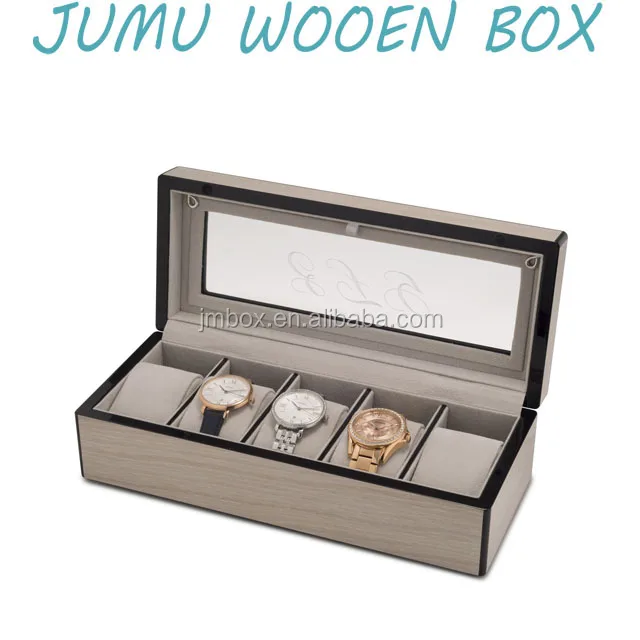 New design black edges shape luxury watch wooden box for 6 watches