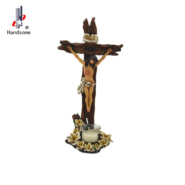 Promotional Polyresin Statue Religious Items Crucifix Baptism Souvenirs Cross
