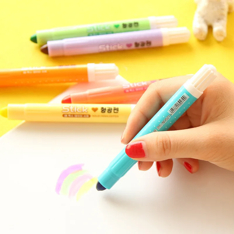 South Korea stationery lovely color solid fluorescence pen key marker crayon color marker pen
