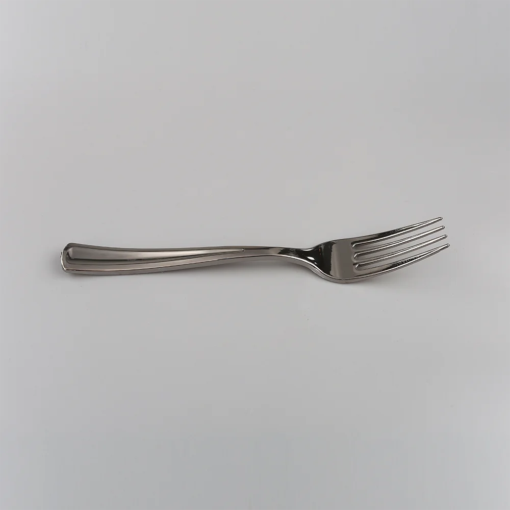 Perfect design long handle factory dinner wholesale gold salad seafood disposable silver plastic fork
