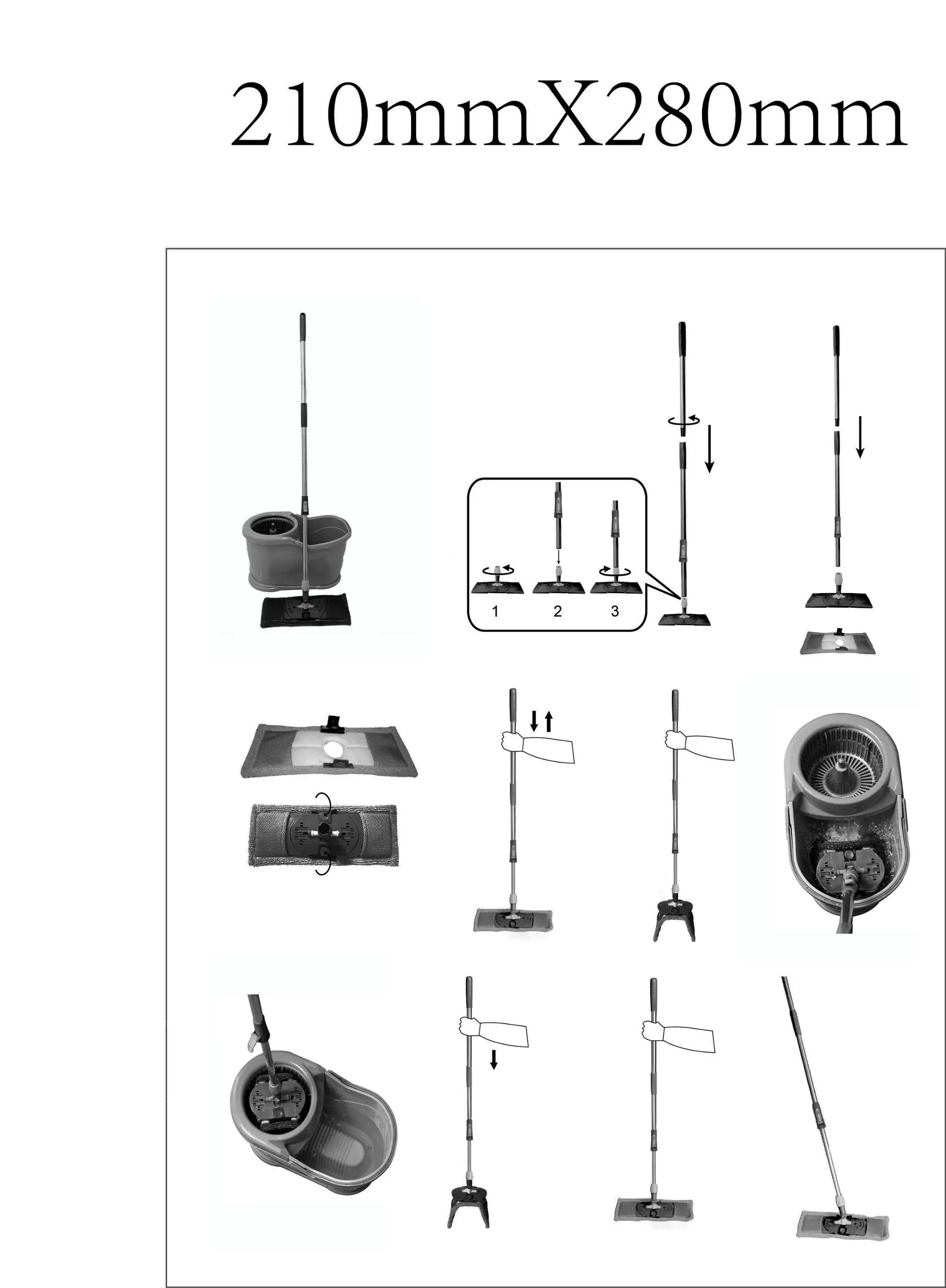 Microfibre Fabric Mopping System Hand Pressed Flat  Mop 360 With Dry And Wet Use
