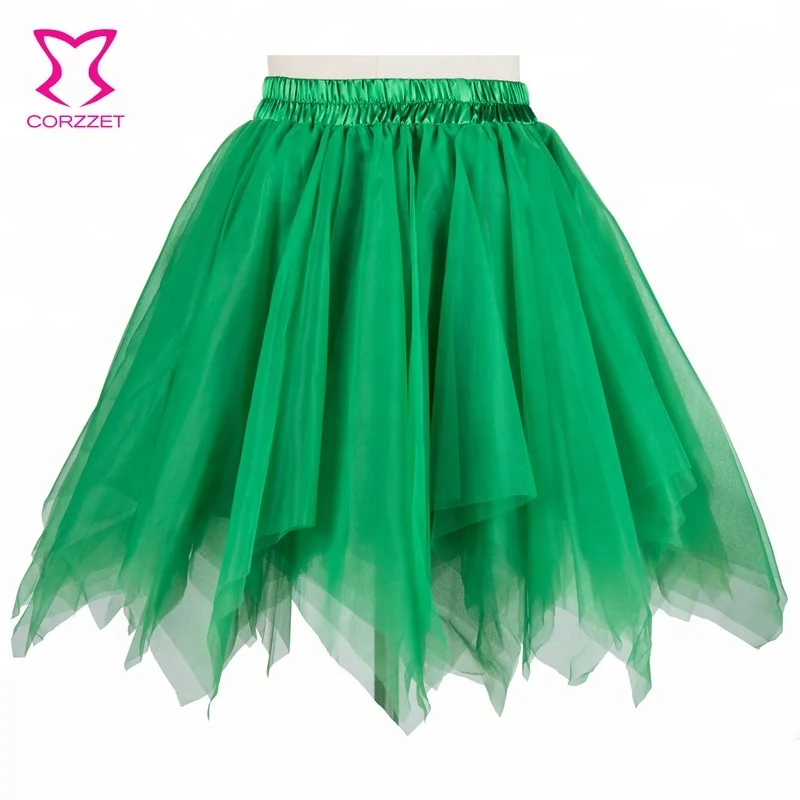 Corzzet Women Fancy Falda Cavanval Green Brocade Satin Corset Mesh Skirt Carnival Party Bridesmaid Dress Bridal Simple Clothing