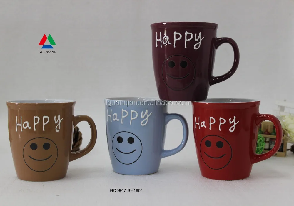 Hot-sale a ceramic mug with smile on it 13 oz
