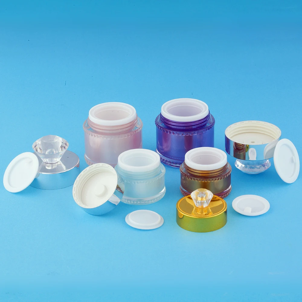 
Hengsheng factory supply wholesale 5g 8g 10g acrylic sample jar for personal care with diamond-shape lid 