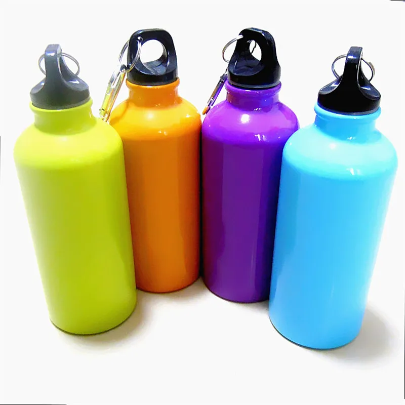 Wholesale and custom Promotional 0.5L/0.75L/1L Aluminum Water Bottle with Plastic Screw Lid Looped on the Top