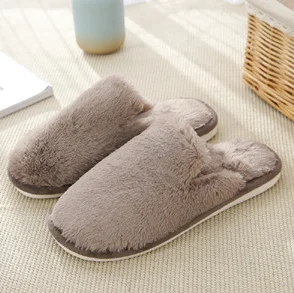Autumn and winter indoor lovely warm and non-slip cotton slippers for men and women lovers thick bottom plush slippers