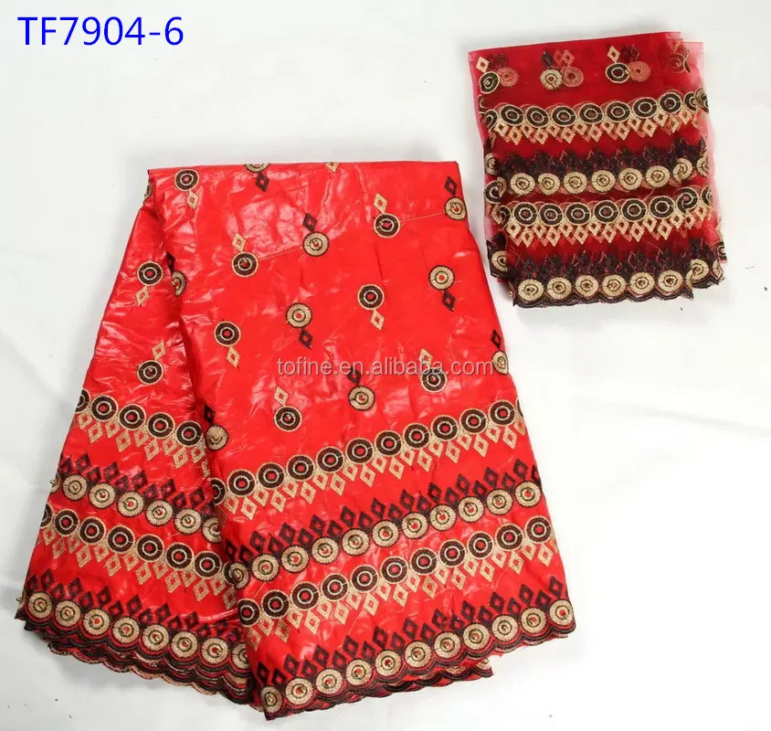 Good quality new dubai bazin fabric with 2 yards matching french net lace with beads for party