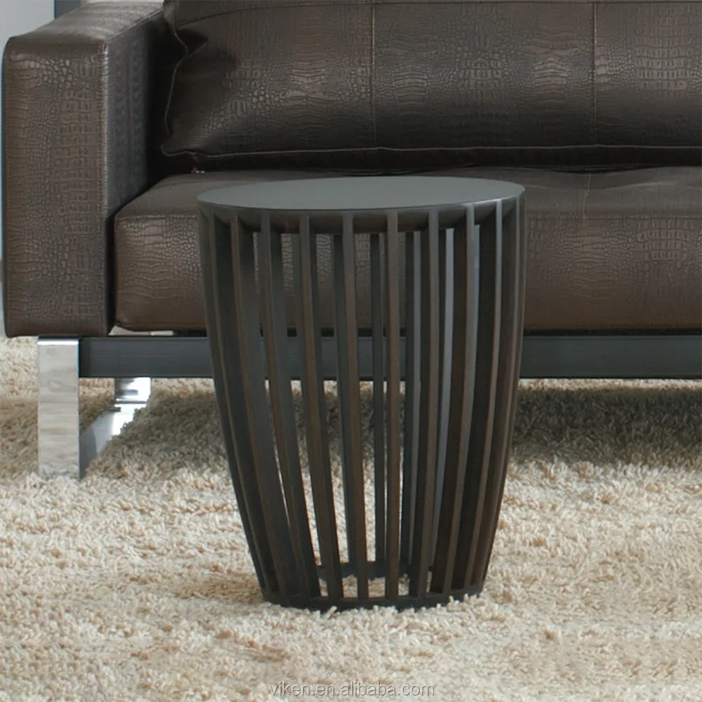 Modern unique glass top living room solid bamboo furniture round sofa Side End Coffee Table