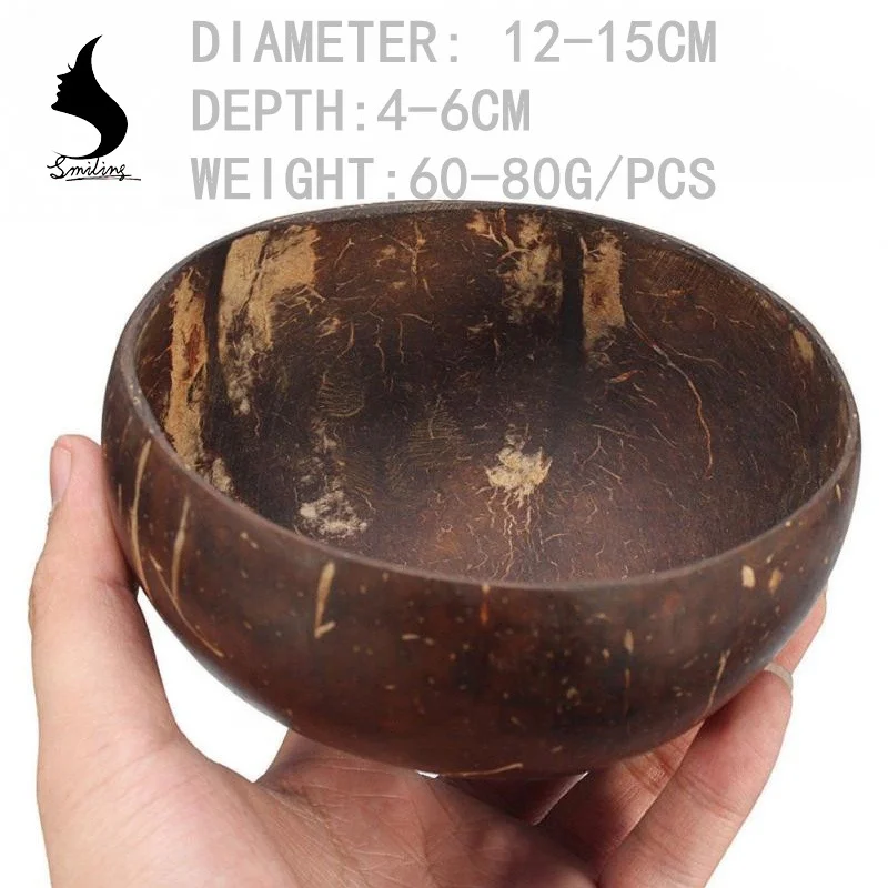 
100% Nature Eco FriendlySalad Bowl Thailand Coconut Shell Soup Bowl 