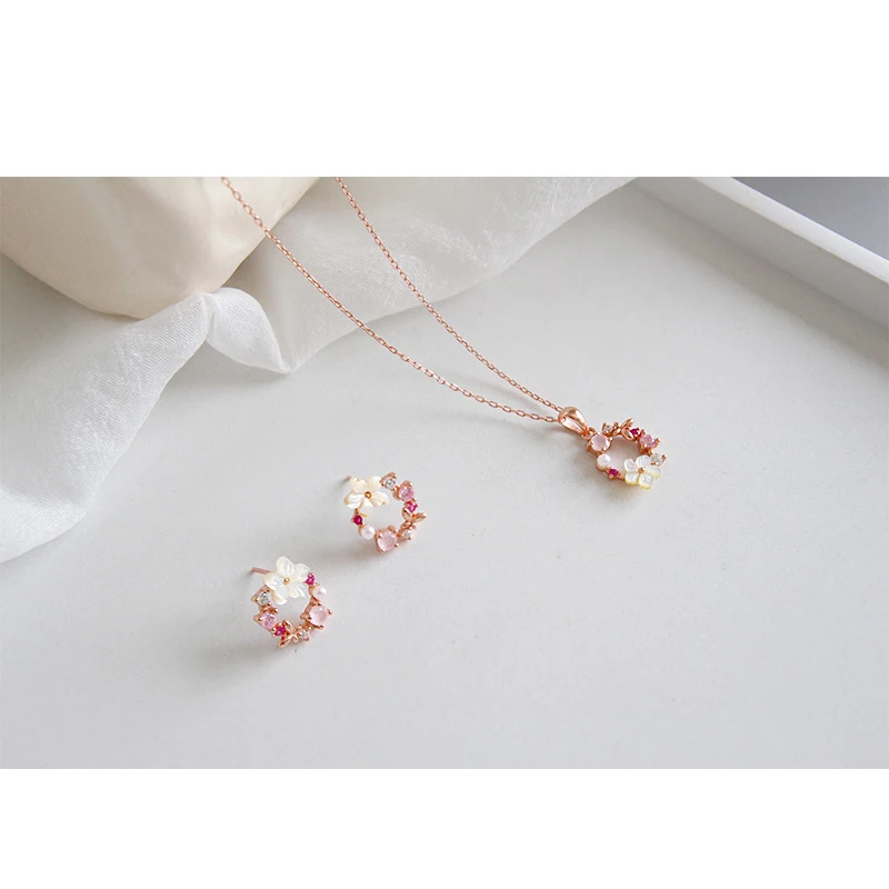 925 Silver rose gold plated Elegant Party Jewelry Sets Necklace and Earring Sets