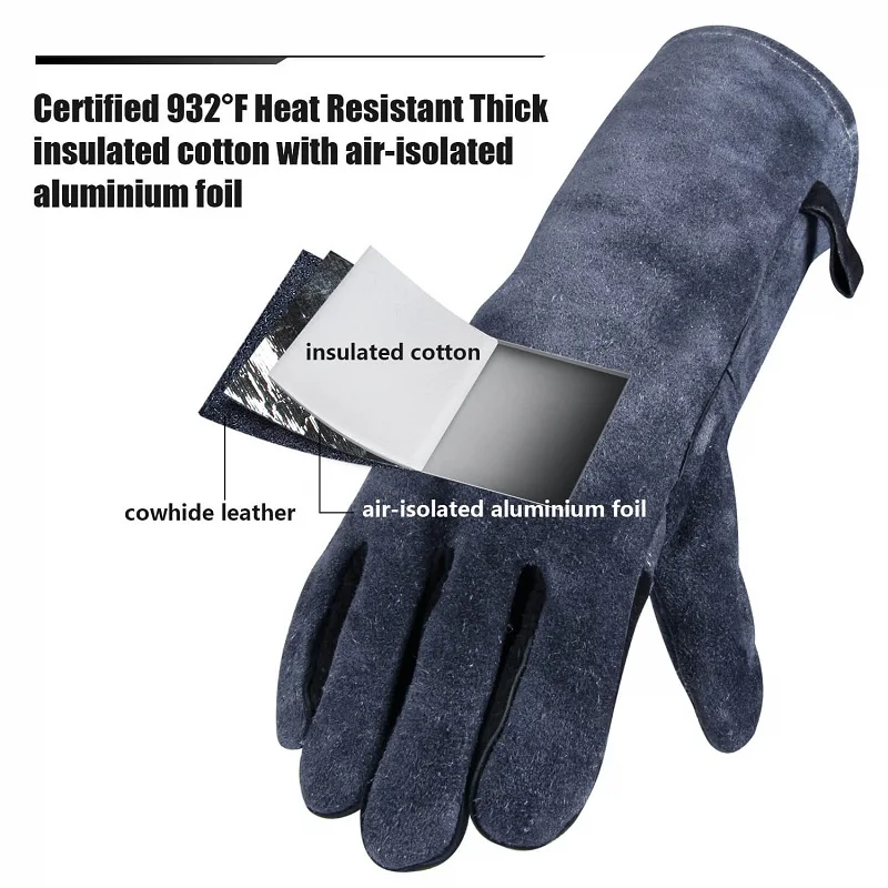 
500 Degrees long split leather welder work welding gloves 