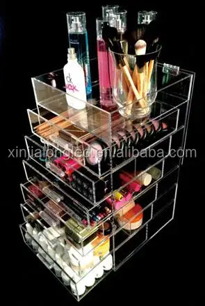 Acrylic Cosmetics Organizer Box with 5 Drawers Clear Acrylic Jewelry Chest with Drawers