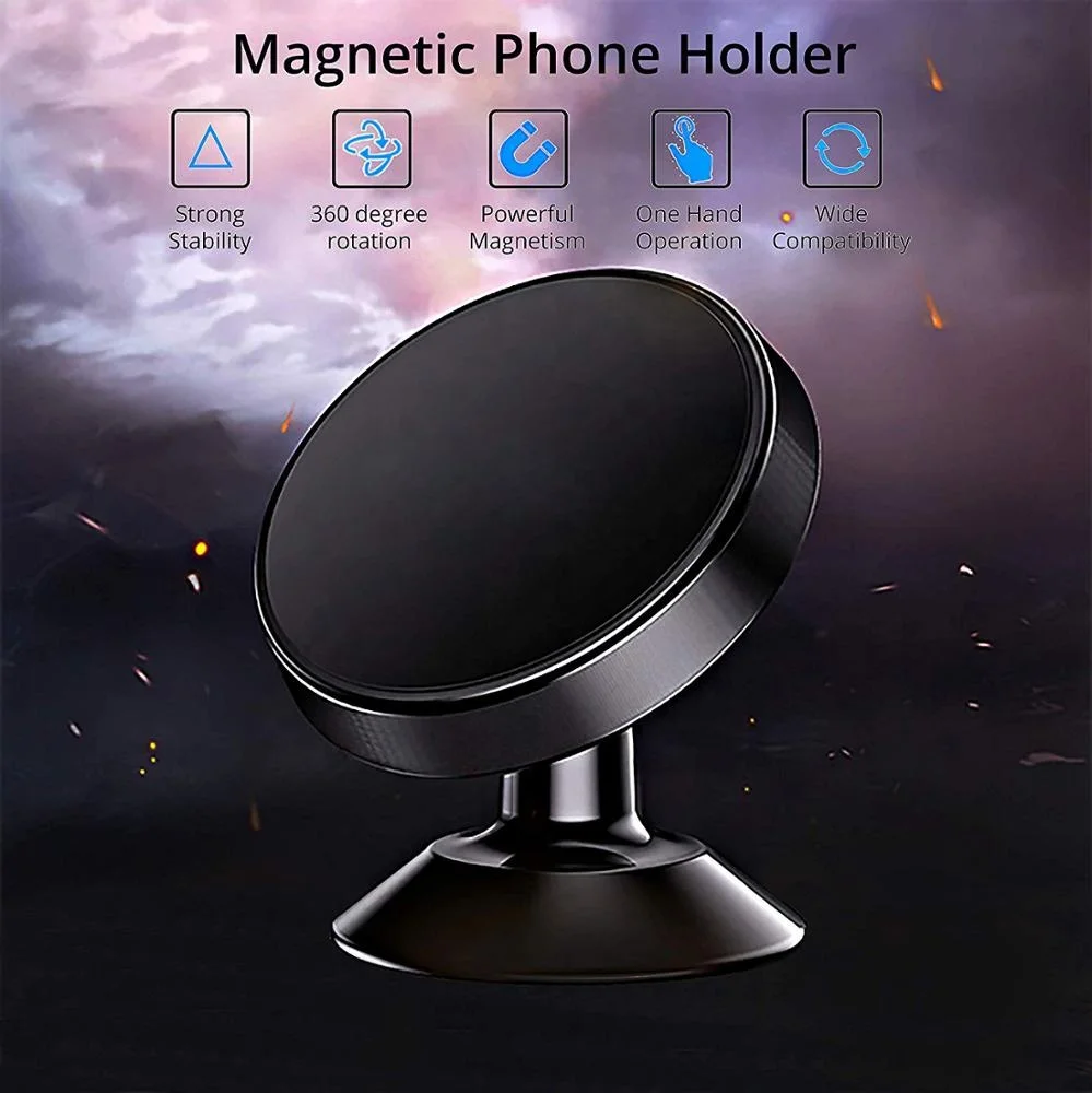 
Aluminum Alloy Universal 360 Degree Rotation Car Mount Magnetic Phone Holder For Smartphone 