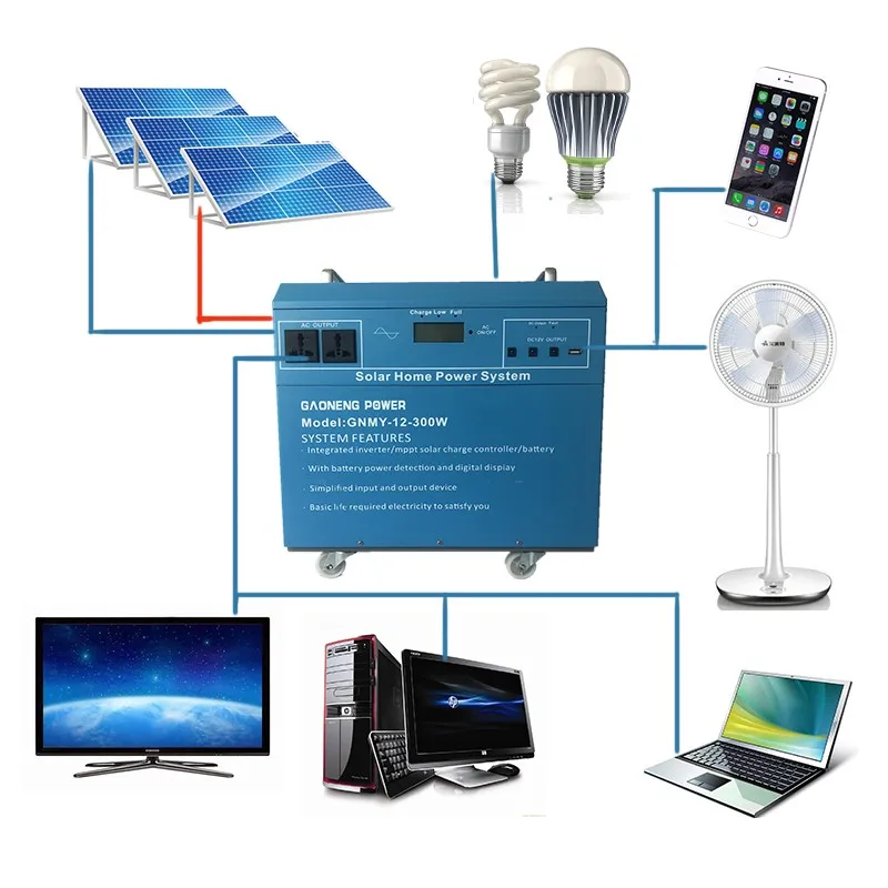 
12V DC 220V AC output home use all in one solar energy panel kit system power 