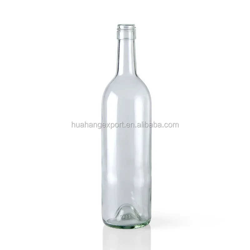 
750ml clear glass claret wine bottle screw thread neck light weight 