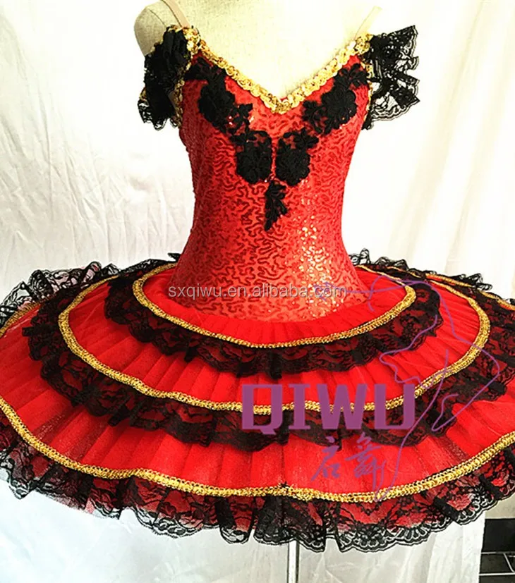 New professional Spanish style sequin leotard adult ballet tutu red ballet tutu for girls ABT-011