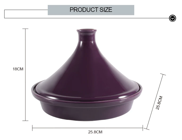 Ceramic Tableware Moroccan Tagines with Lid, Tajine Pot for Cooking Food as Picture Cone-shape Sustainable 25.8*25.8*18cm Modern