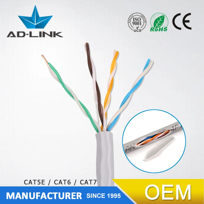 Гибкий медный кабель с сертификатом CE, кабель AD-LINK cat3/cat5e/cat6/cat7 lan