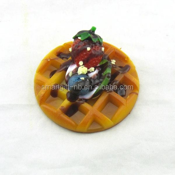 Artificial  Waffle Food with Fruit Dec Fridge Magnet  with Keychain