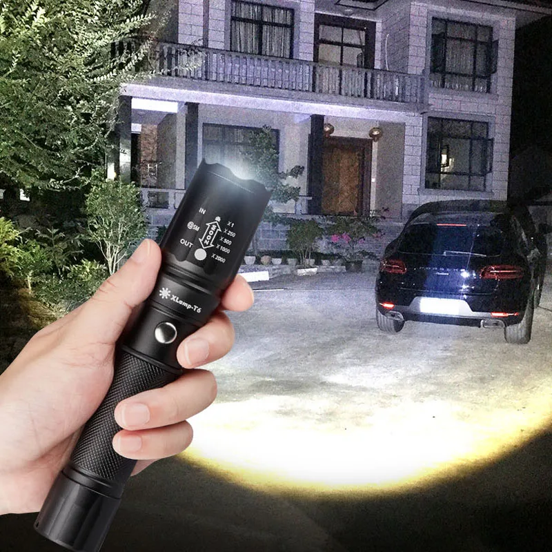 
Aluminum Powerful Long Range Can Be Used Power Bank High Power USB LED Rechargeable Flashlight 